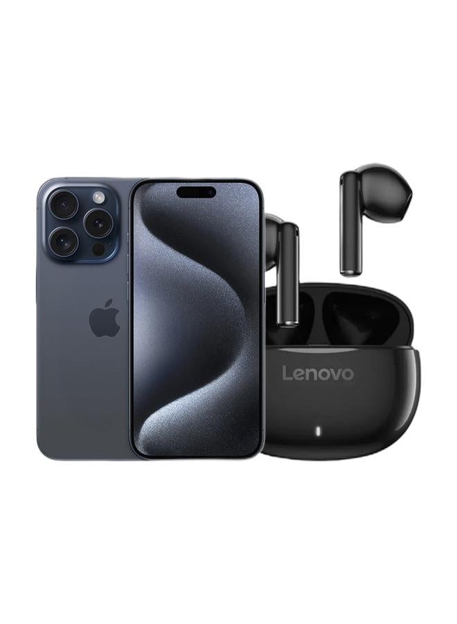Apple Renewed - iPhone 15 Pro 256GB Blue Titanium 5G With Facetime & Renewed - E310 True Wireless Stereo Earbuds, Bluetooth 5.3, 13mm Drivers, AI Call Noise Reduction, 20 Hours Playtime, USB-C Charging, Lightweight - Black , with 1-Year Replacement Warranty Bundle - Image 1